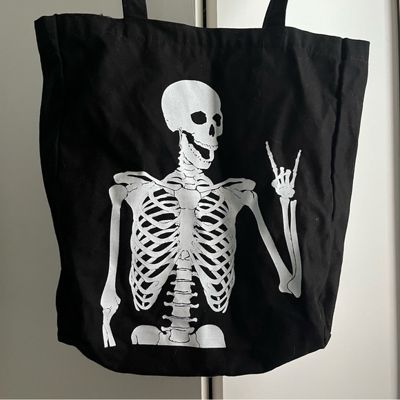 Skeleton Rock On Hand Symbol Tote Bag - Picture 2 of 5
